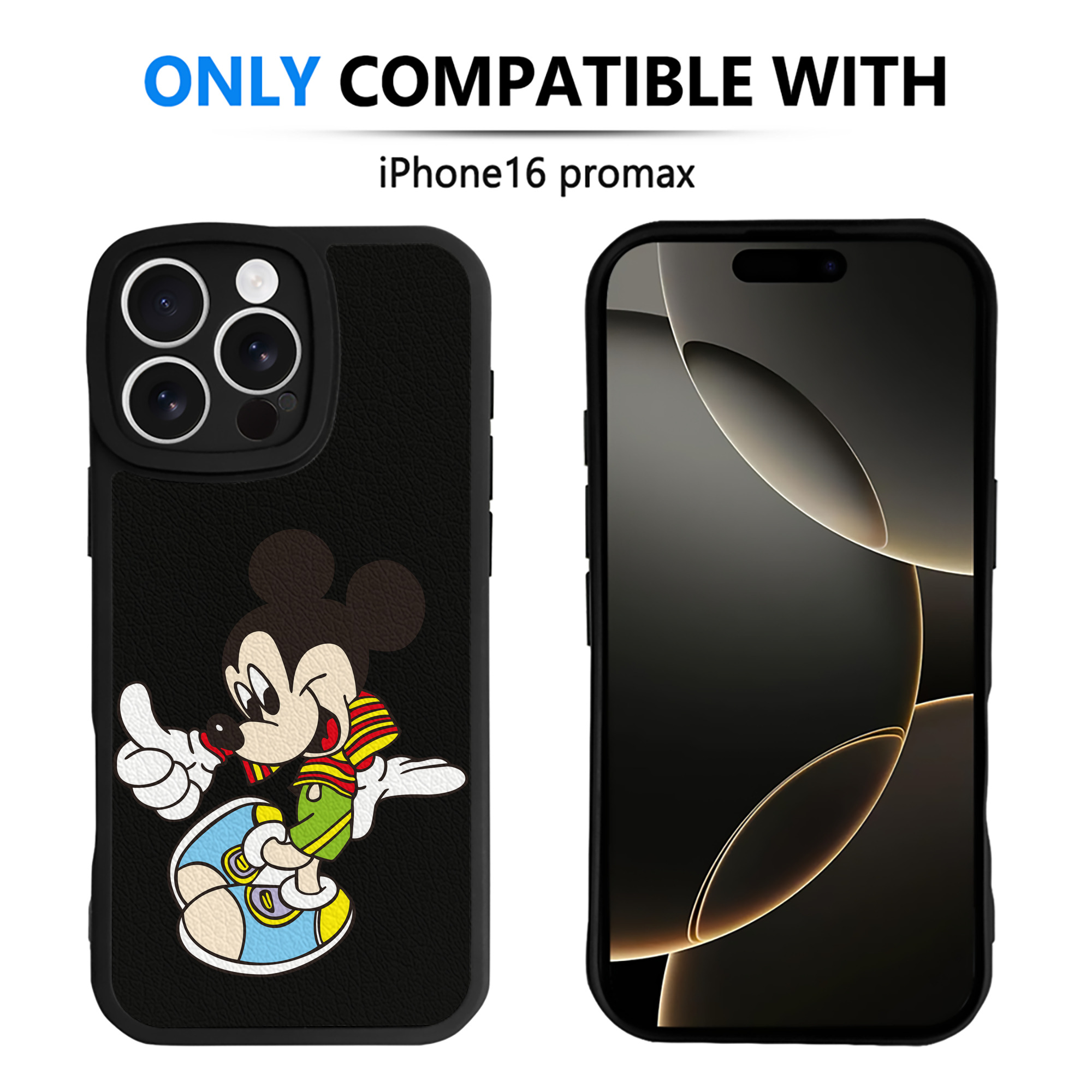 （画像用） ミッキーマウス Mickey Mouse 【iPhone 16シリーズ対応】シリコンスマホケース（レザー調） 材質：シリコン